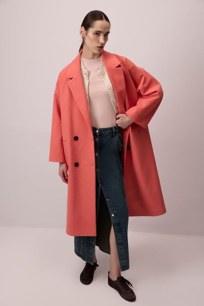 Touche Prive Roze Fitted Bodysuit Hoge Hals Lange Rechte Mouwen Groothandel Kleding Casual