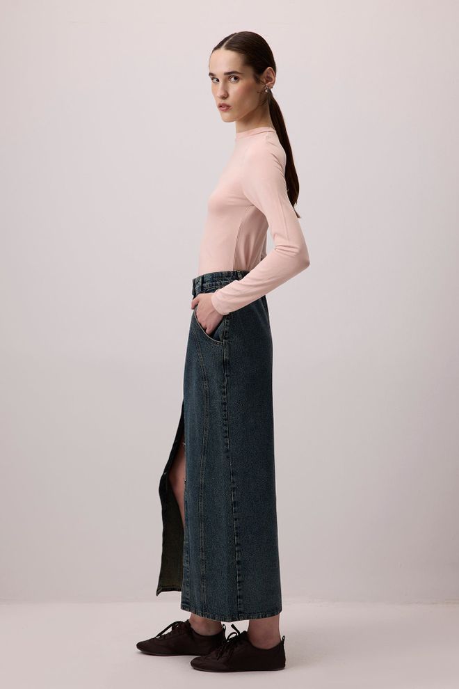 Touche Prive Pink Fitted Bodysuit With High Neck And Long Straight Sleeves Wholesale Clothing Spring