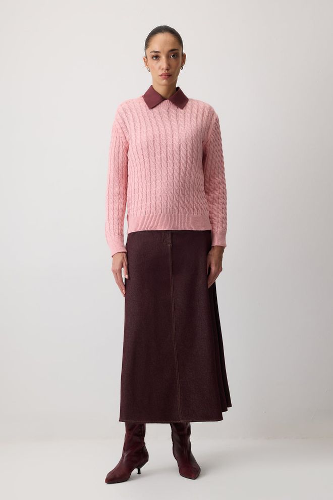 Touche Prive Pembe Kazak Polo Yaka Gündelik Ve Zarif Toptan Giyim Gündelik