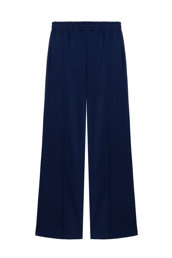 Touche Prive Navy Blue Palazzo Pants With Wide Leg Wholesale Clothing Lounge