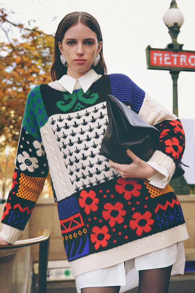 Touche Prive Red Sweater Casual Boho Vintage Floral Wholesale Clothing 5