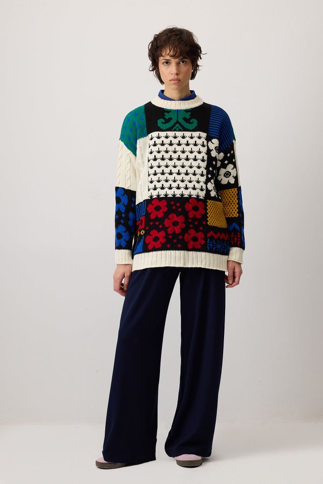 Touche Prive Red Sweater Casual Boho Vintage Floral Wholesale Clothing Lounge