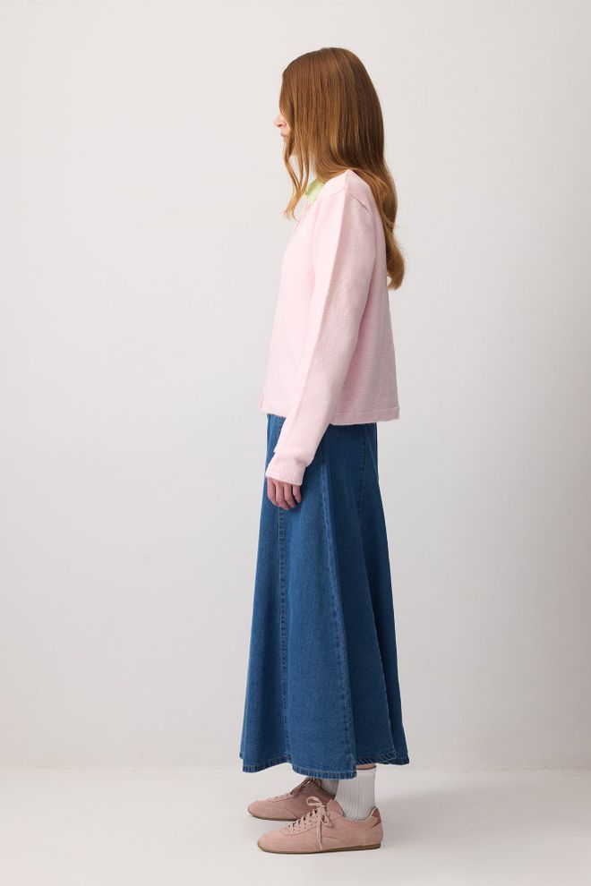 Touche Prive Cardigan Roz Cu Nasturi Și Decolteu Rotund Îmbrăcăminte cu ridicata Conservator