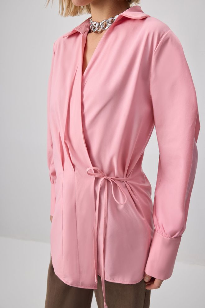 Touche Prive Tunica Rosa Elegante Con Chiusura A Cravatta Abbigliamento all'ingrosso Modesto