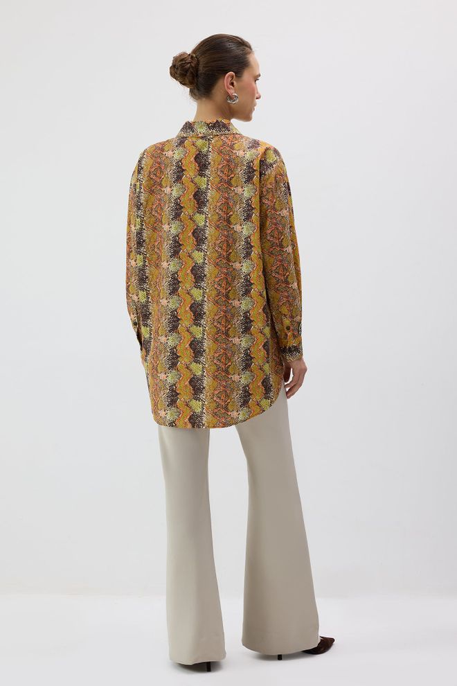 Touche Prive Yellow Animal Print Oversized Shirt Wholesale Clothing Vintage