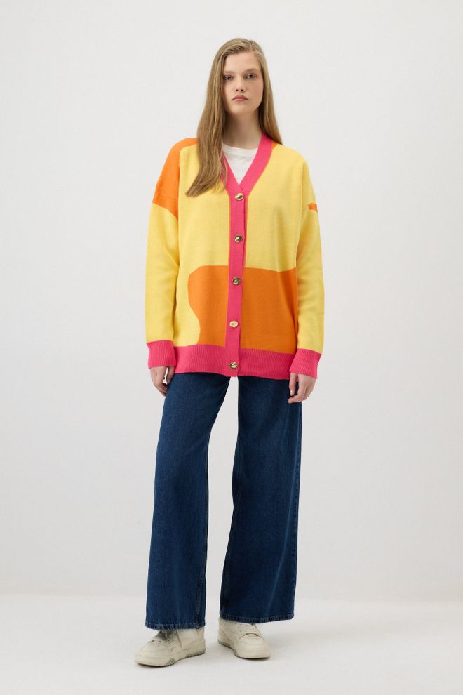 Touche Prive Rebeca Amarilla Con Botones Cuello En V Y Diseño En Bloques De Color Ropa al por mayor Casual