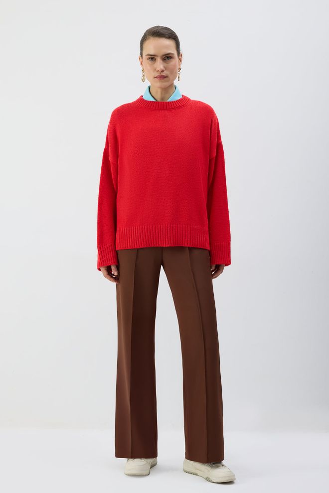 Touche Prive Calças Palazzo Castanhas De Perna Larga Só Puxar Cintura Média Roupas por atacado Casual