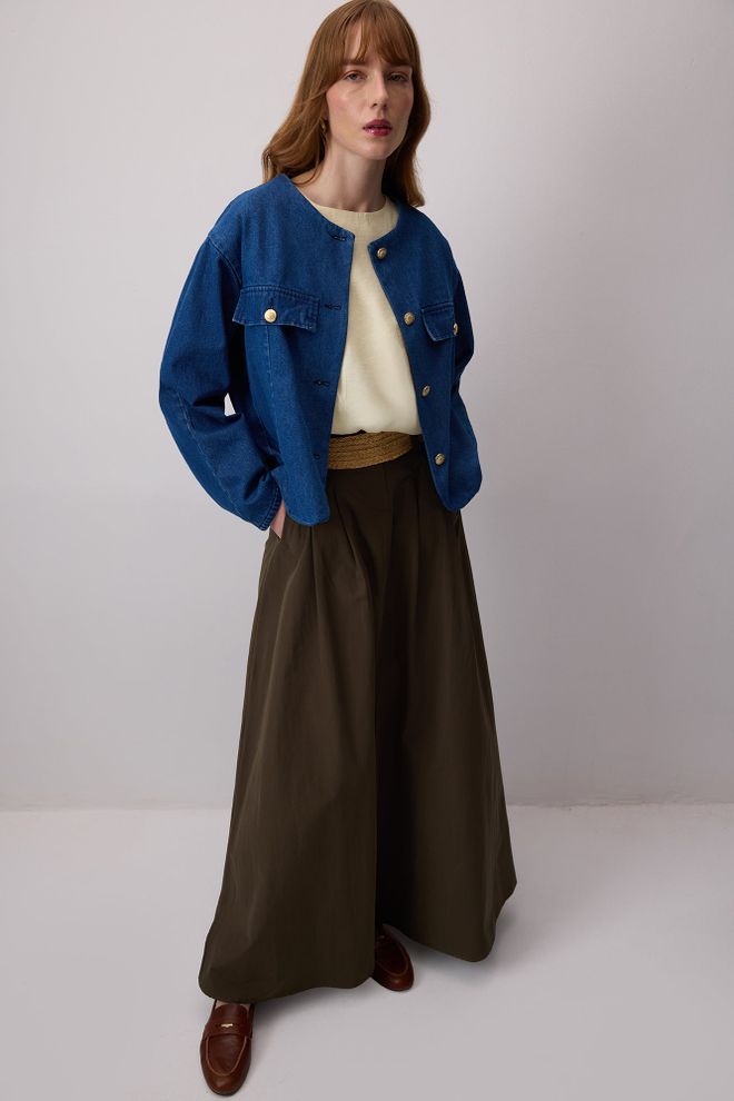 Touche Prive Bej Kolsuz Tesettür Gündelik Zarif Bluz Toptan Giyim Tesettür