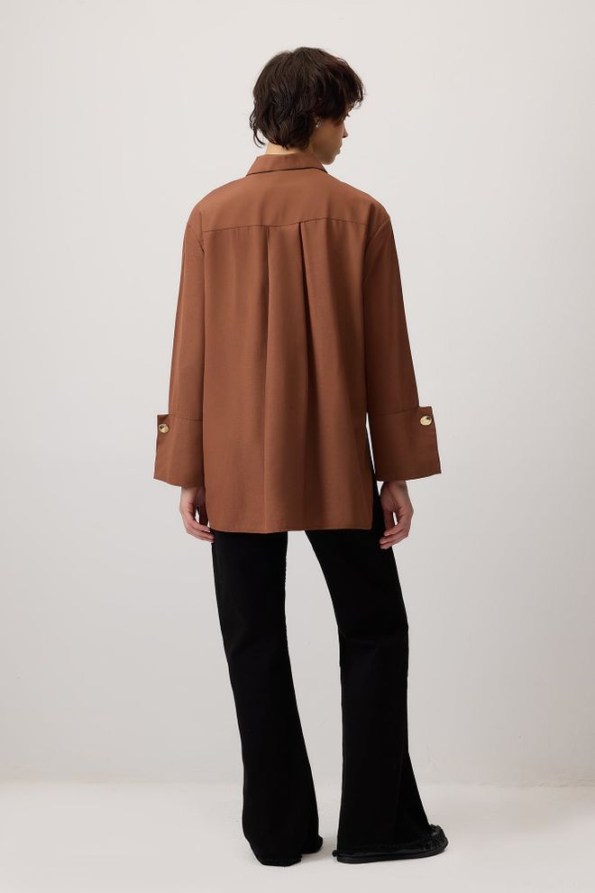 Touche Prive Hnedá Elegantná Formálna Neformálna Košeľa Veľkoobchod s oblečením Jar