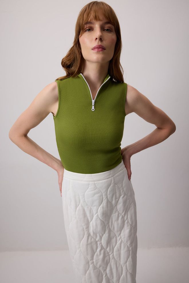 Touche Prive Body Vert À Encolure Échancrée Et Mancherons Vêtements en gros Décontracté