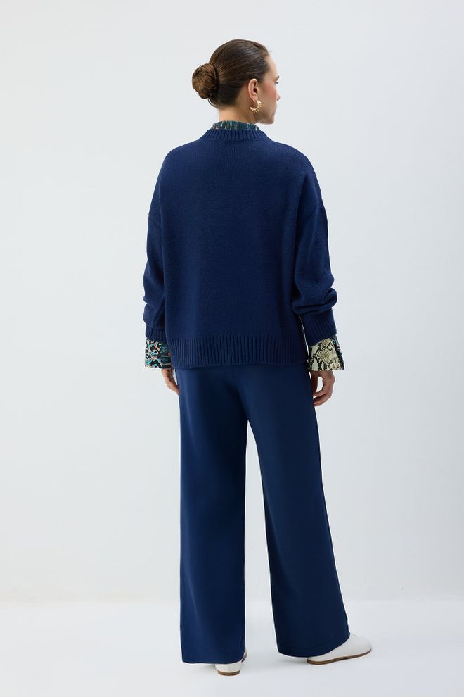 Touche Prive Tamsiai Mėlynos Palazzo Kelnės Plačiomis Kojomis Be Kišenių Didmeninė prekyba drabužiais Kokteilinė