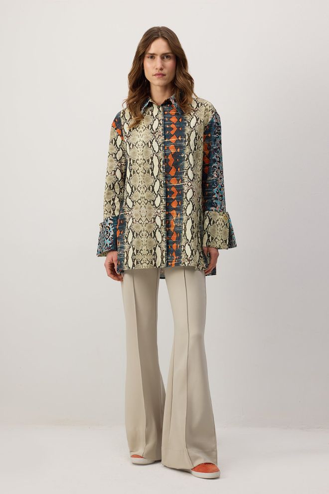 Touche Prive Бежова Ретро Небрежна Риза С Поло Яка Дрехи на едро Небрежен