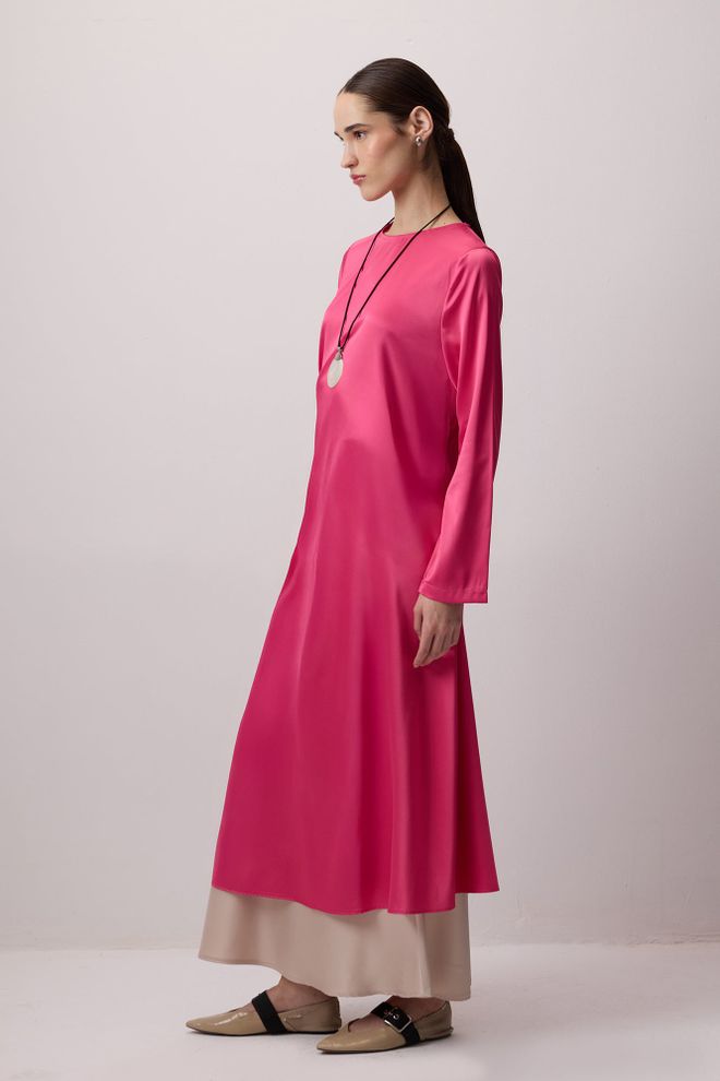 Touche Prive Pink Modest Ethnic Tunic With Round Neck Wholesale Clothing Spring