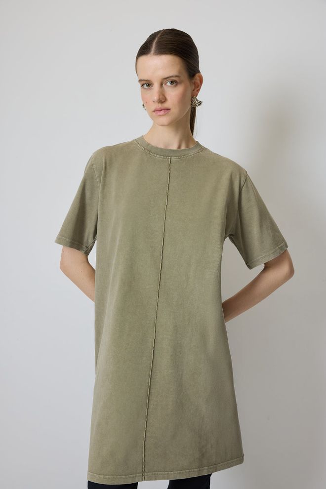 Touche Prive Khaki Casual Bescheiden Pull On Tuniek Groothandel Kleding Bescheiden