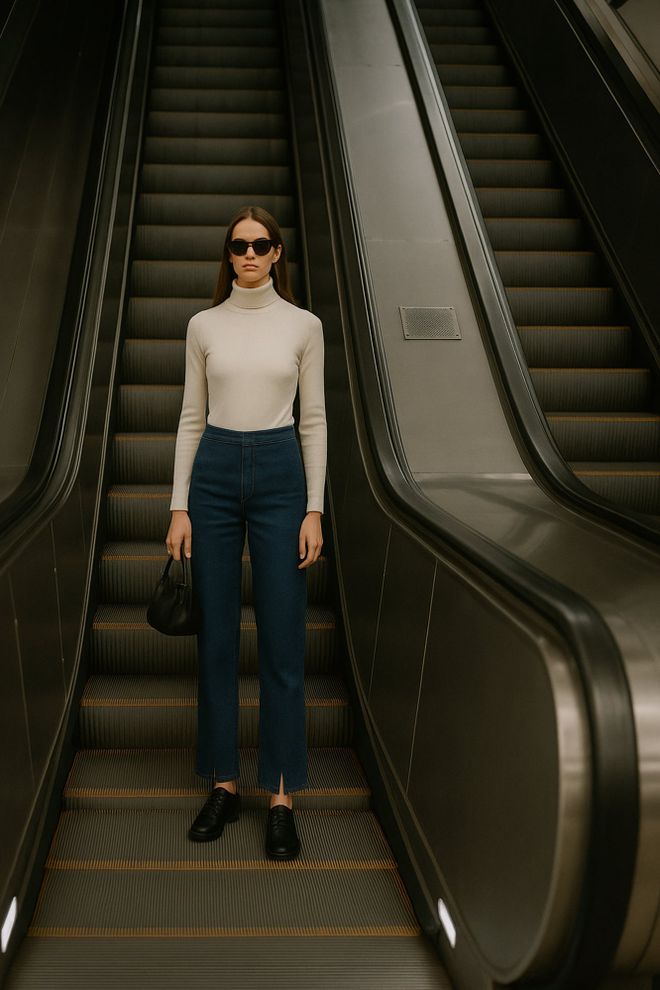 Touche Prive Pantalón Azul Modesto Casual Elegante Preppy Cigarrillo Ropa al por mayor Modesto