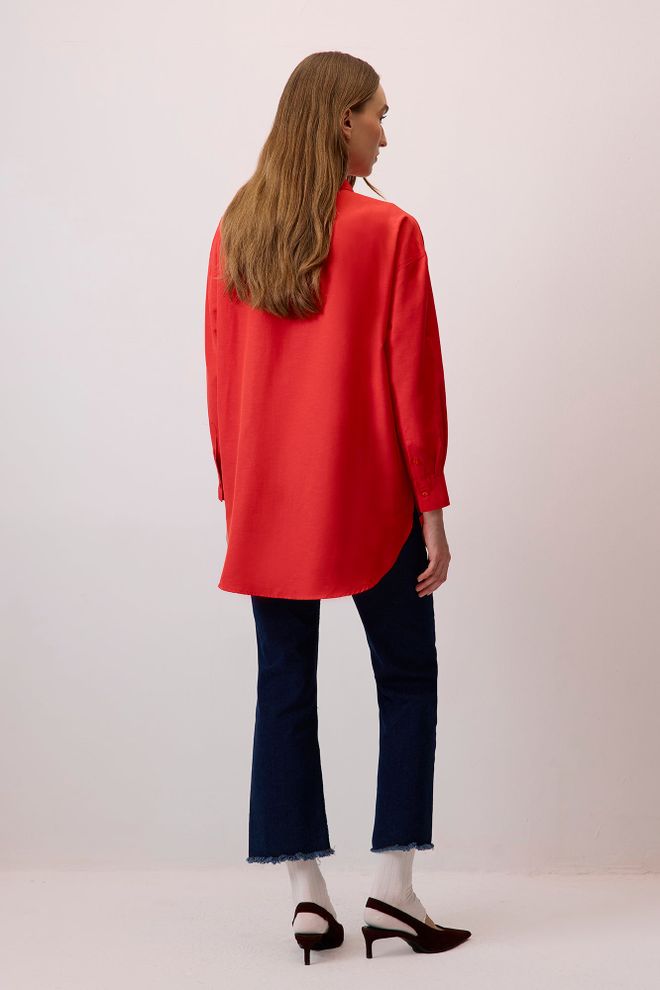 Touche Prive Camisa Roja De Corte Oversized Casual Elegante Ropa al por mayor Casual