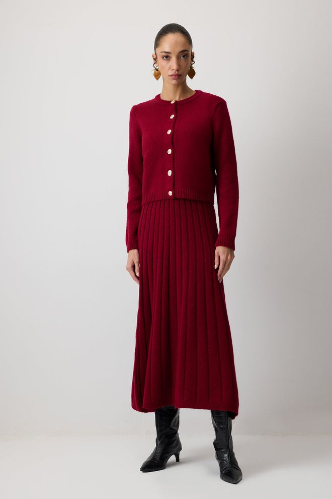 Touche Prive Set Bordo Zarif Resmi Toptan Giyim Tesettür