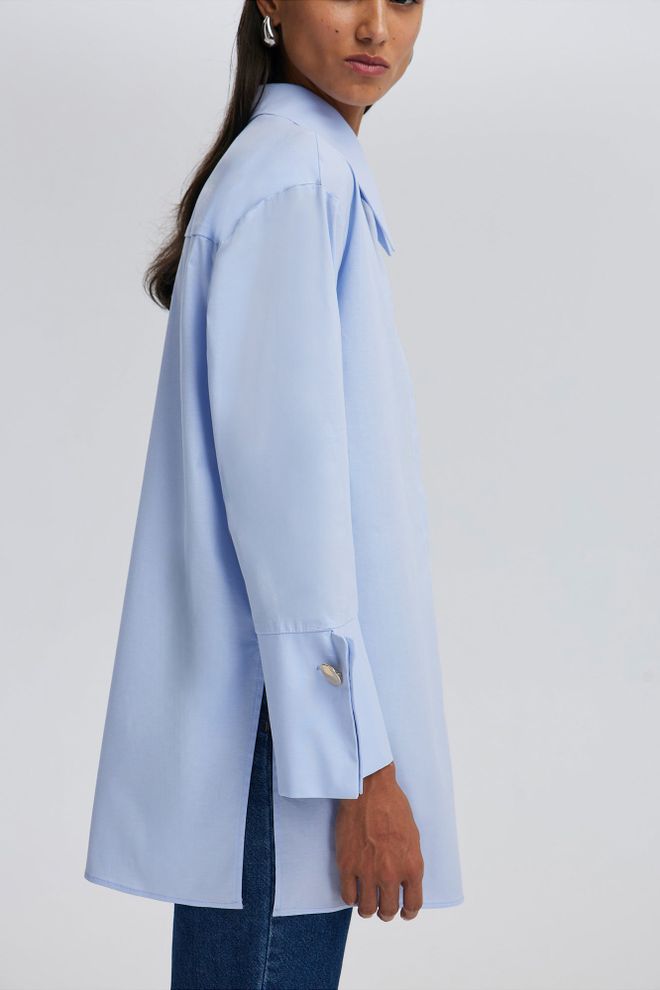 Touche Prive Modrá Formálna Elegantná Neformálna Košeľa Veľkoobchod s oblečením Formálny