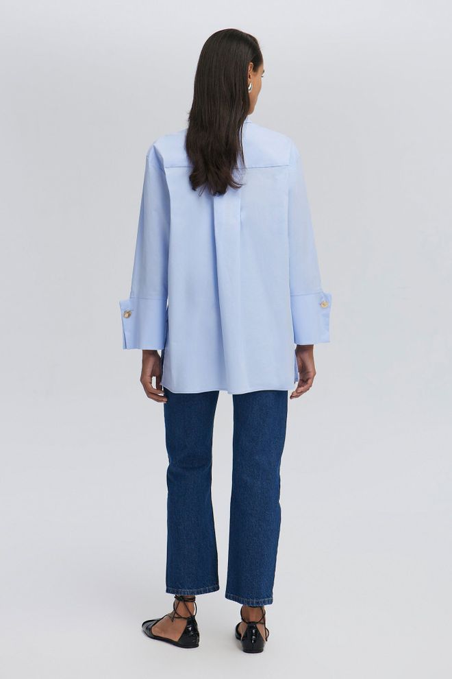 Touche Prive Modrá Formálna Elegantná Neformálna Košeľa Veľkoobchod s oblečením Jar