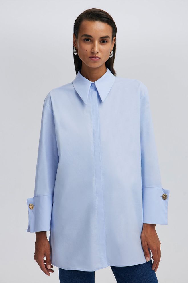 Touche Prive Modrá Formálna Elegantná Neformálna Košeľa Veľkoobchod s oblečením 1