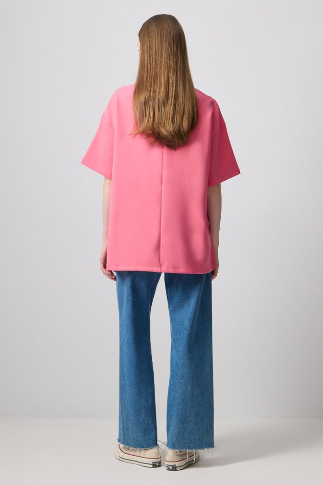 Touche Prive Pink Casual Oversized Fit Shirt Wholesale Clothing 1