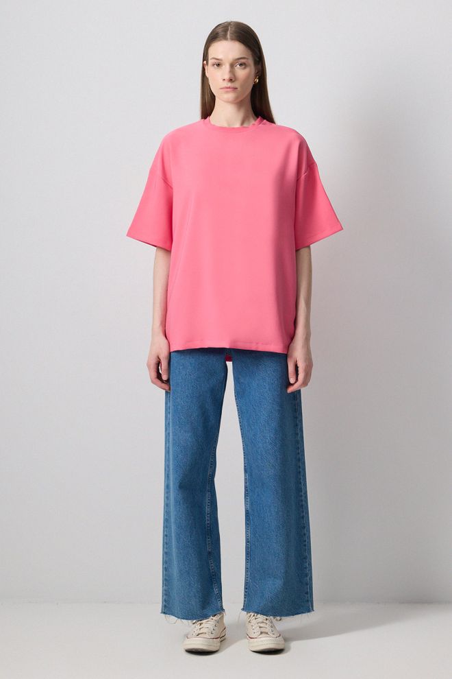 Touche Prive Pembe Gündelik Bol Kalıp Gömlek Toptan Giyim Gündelik