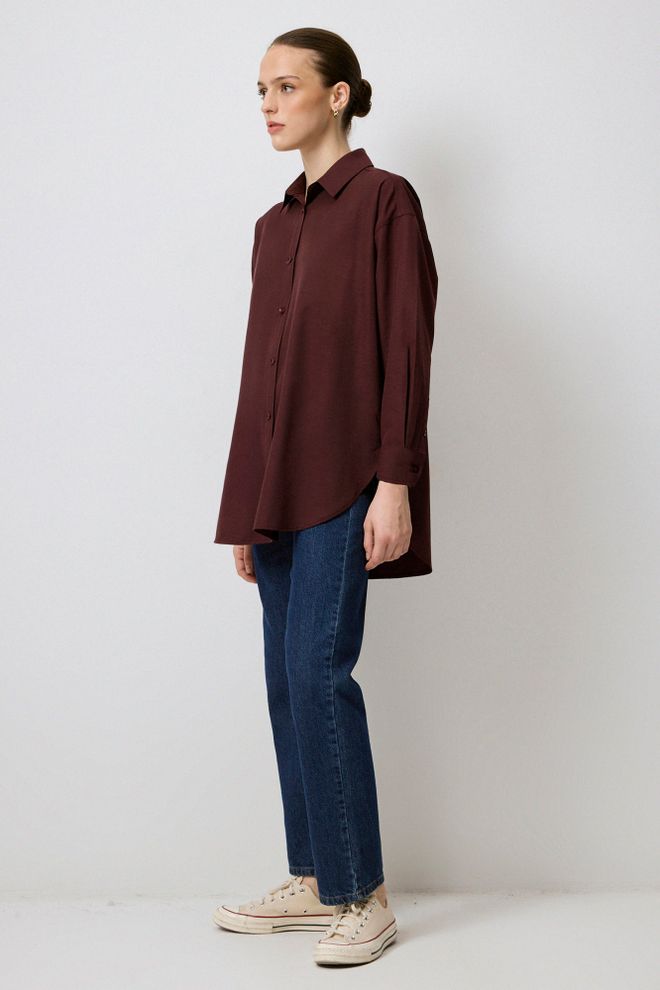 Touche Prive Camisa Marrón Sobredimensionada Con Cuello Polo Ropa al por mayor Formal