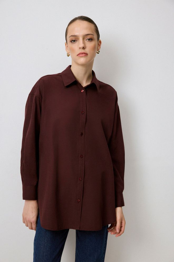 Touche Prive Camisa Marrón Sobredimensionada Con Cuello Polo Ropa al por mayor 1