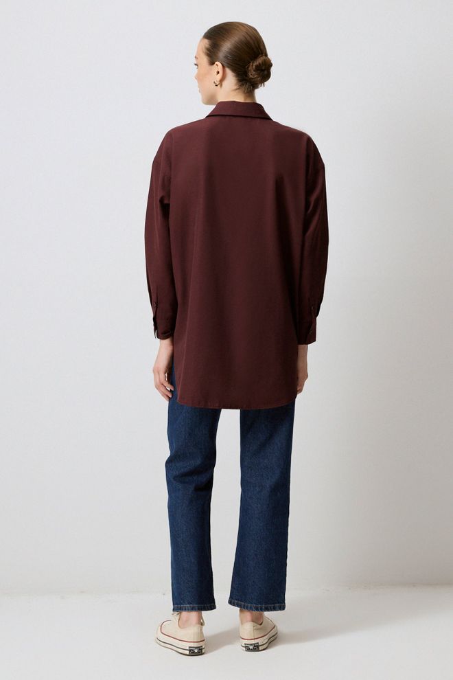 Touche Prive Camisa Marrón Sobredimensionada Con Cuello Polo Ropa al por mayor Salón