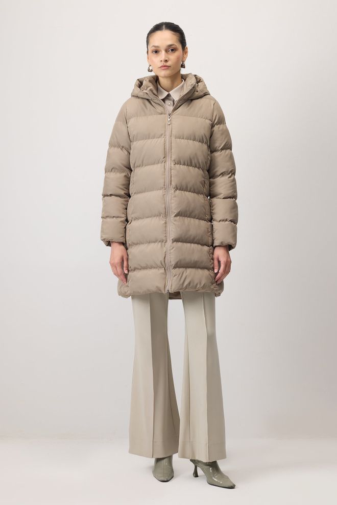 Touche Prive Bež Kaput Puffer S Kapuljačom I Patentnim Zatvaračem Veleprodaja odjeće Ležerni