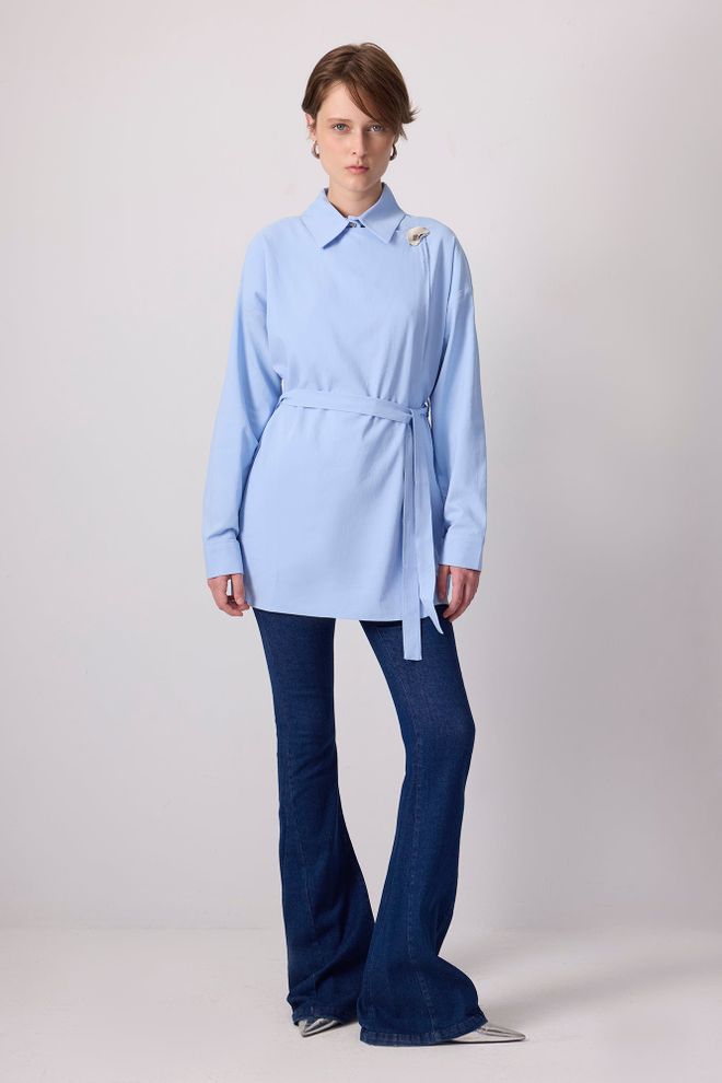 Touche Prive Blau Lässig Elegant Formal Tunika Großhandelskleidung Lässig