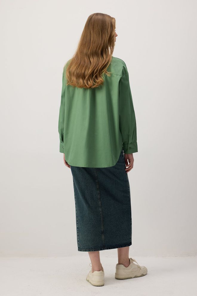 Touche Prive Camisa Verde Casual Oversized Com Gola Polo Roupas por atacado Modesto