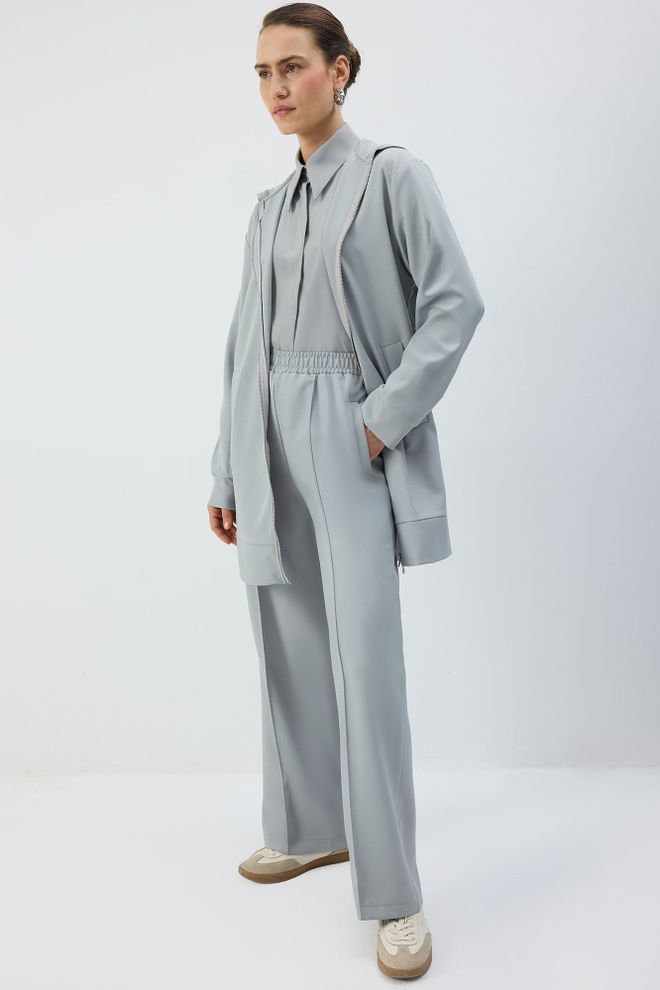 Touche Prive Sivá Bunda S Kapucňou Na Zips Veľkoobchod s oblečením Neformálny