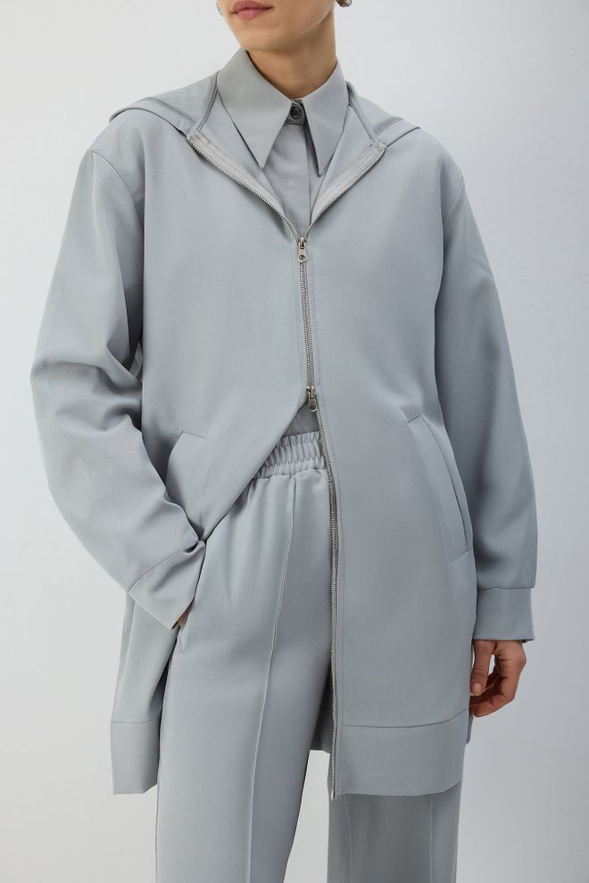 Touche Prive Sivá Bunda S Kapucňou Na Zips Veľkoobchod s oblečením Práca