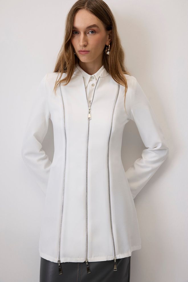 Touche Prive White Slim Fit Single Breasted Blazer Jacket Wholesale Clothing 1