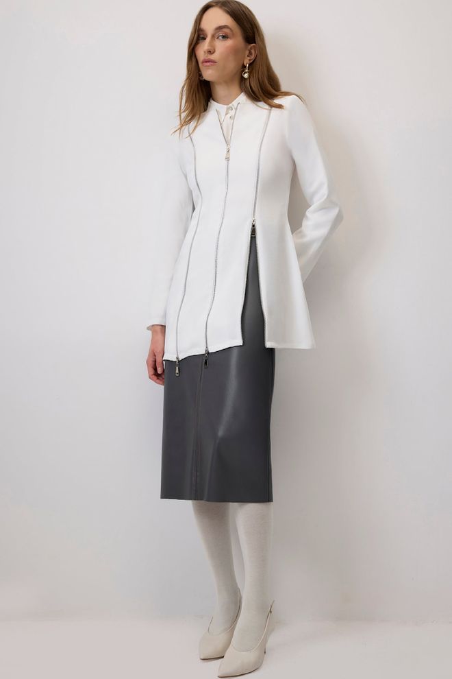 Touche Prive White Slim Fit Single Breasted Blazer Jacket Wholesale Clothing Casual