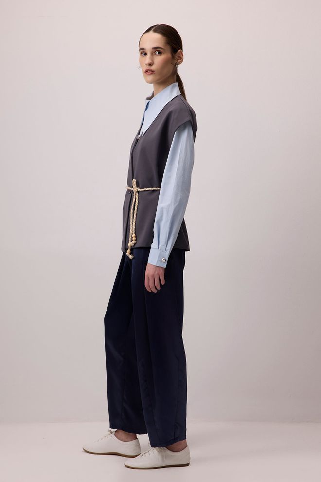 Touche Prive Chaleco Gris Modesto Casual Elegante Ropa al por mayor Modesto