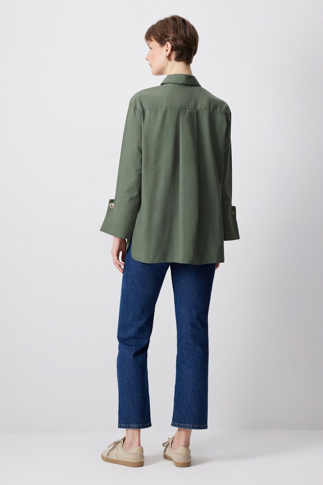 Touche Prive Zelená Košeľa S Polo Výstrihom A Gombíkmi Neformálna Formálna Elegantná Veľkoobchod s oblečením Jar