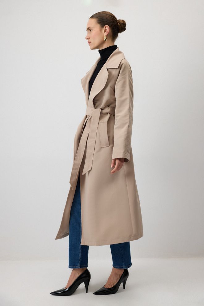 Touche Prive Bej Zarif Resmi Anvelop Trençkot Toptan Giyim Tesettür