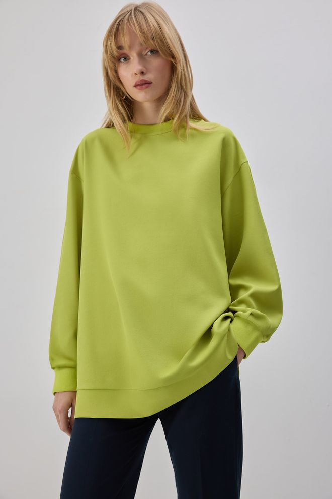 Touche Prive Yeşil Bol Kalıp Uzun Kollu Gündelik Tunik Toptan Giyim Tesettür