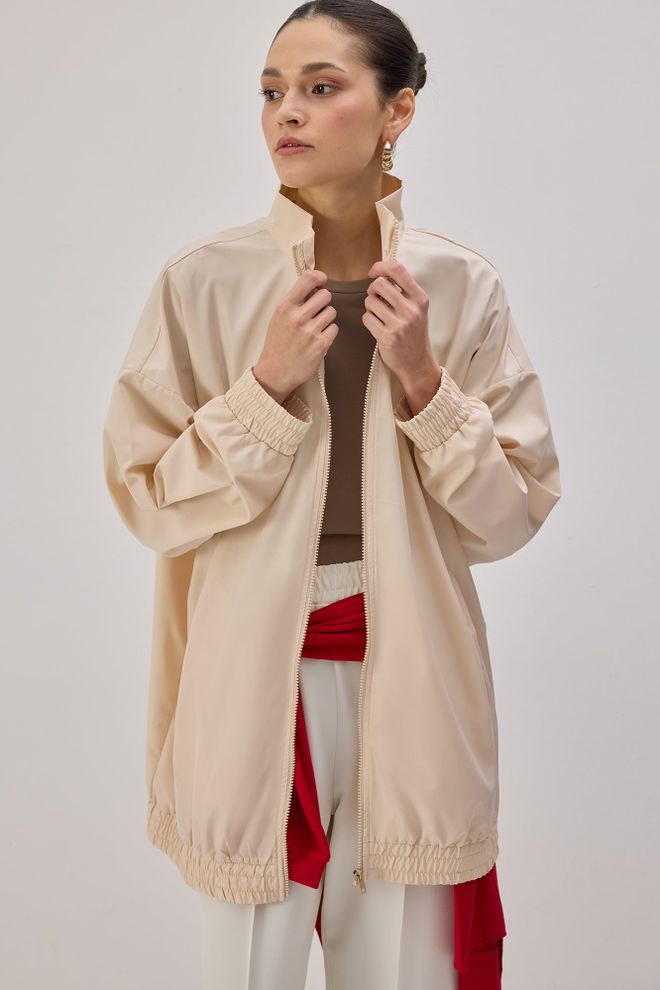 Touche Prive Bej Rüzgarlık Ceket Toptan Giyim Tesettür
