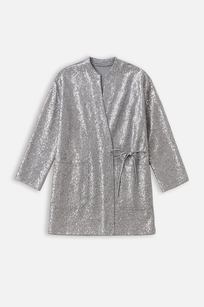 Touche Prive Silver Ethnic Elegant Sequined Kimono Wholesale Clothing Christmas