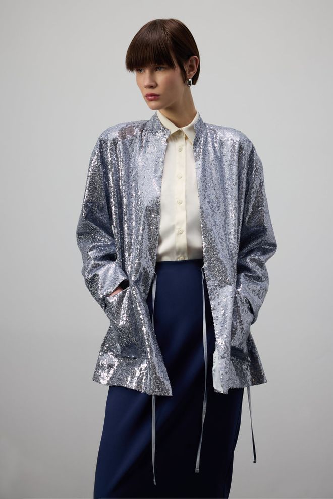 Touche Prive Silver Ethnic Elegant Sequined Kimono Wholesale Clothing 1