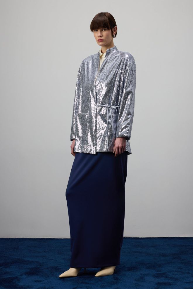 Touche Prive Silver Ethnic Elegant Sequined Kimono Wholesale Clothing 5