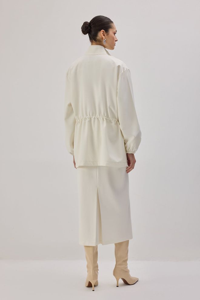 Touche Prive Balta Eleganti Viršutiniai Marškiniai Žaketas Didmeninė prekyba drabužiais Apykaklė su įkirpimu