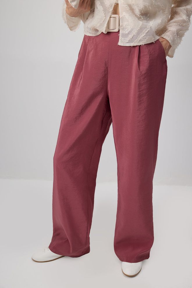 Touche Prive Claret Red Palazzo Pants With High Waist Wholesale Clothing Vintage