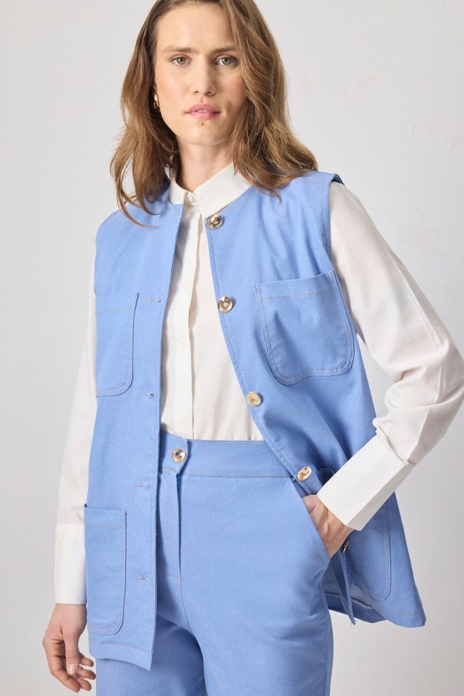 Touche Prive Σετ Μπλε Κομψό Επίσημο Με Γιακά Σάλι Χονδρικό εμπόριο ενδυμάτων Casual