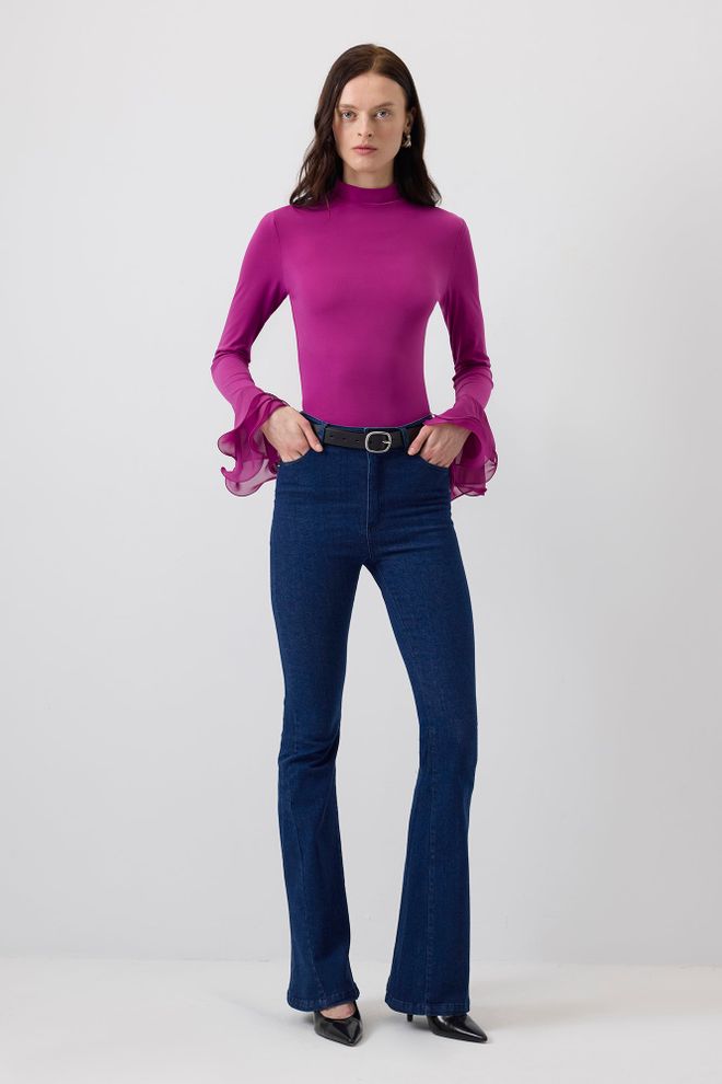 Touche Prive Ryškiai Rožinė Elegantiška Palaidinė Su Raukiniais Rankovėmis Didmeninė prekyba drabužiais Vintažinis