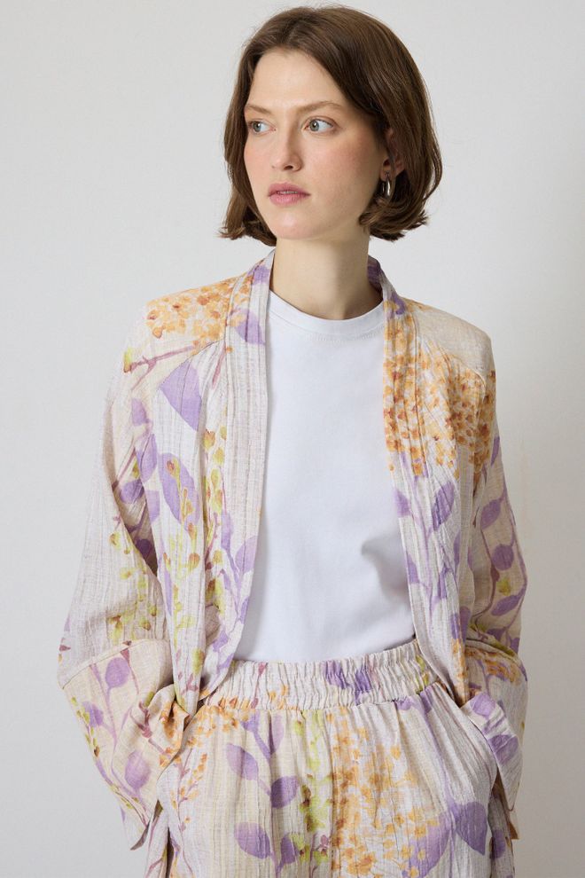 Touche Prive Bej Boho Oversized Palazzo Set Toptan Giyim Tesettür