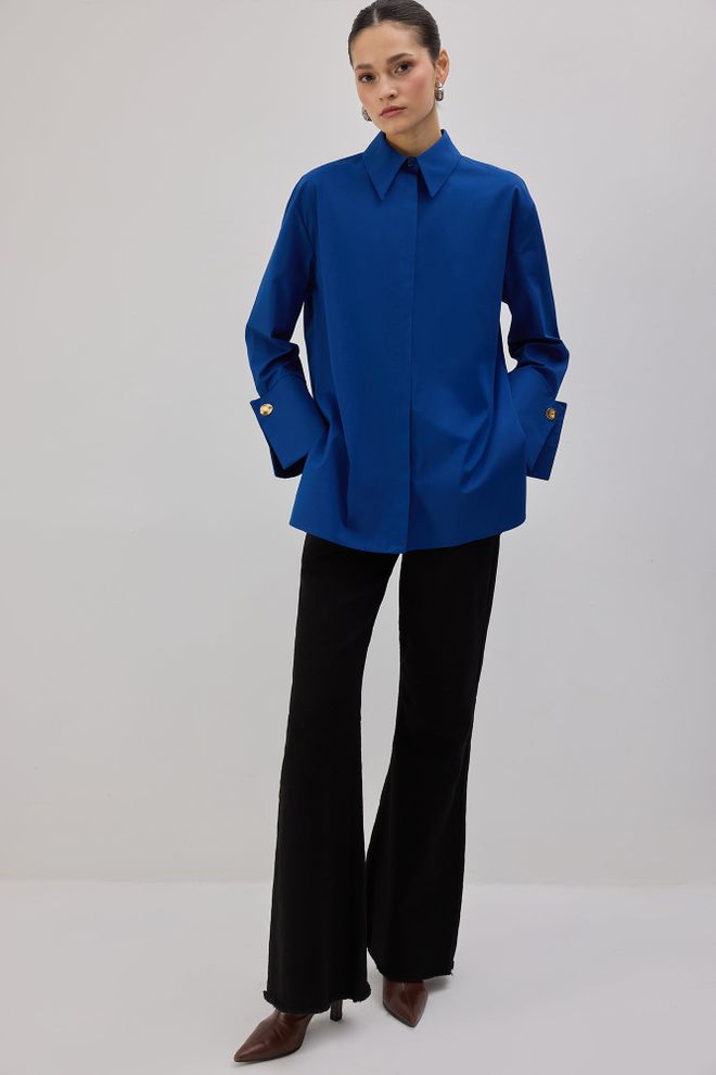 Touche Prive Modrá Formálna Elegantná Neformálna Preppy Košeľa Veľkoobchod s oblečením 1